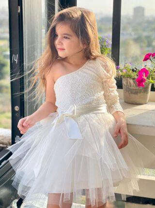 שמלת שושבינה לבנה לילדה