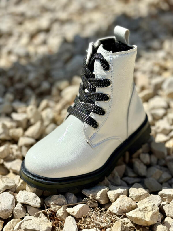 מגפוני עור לילדות אלגנט לבן